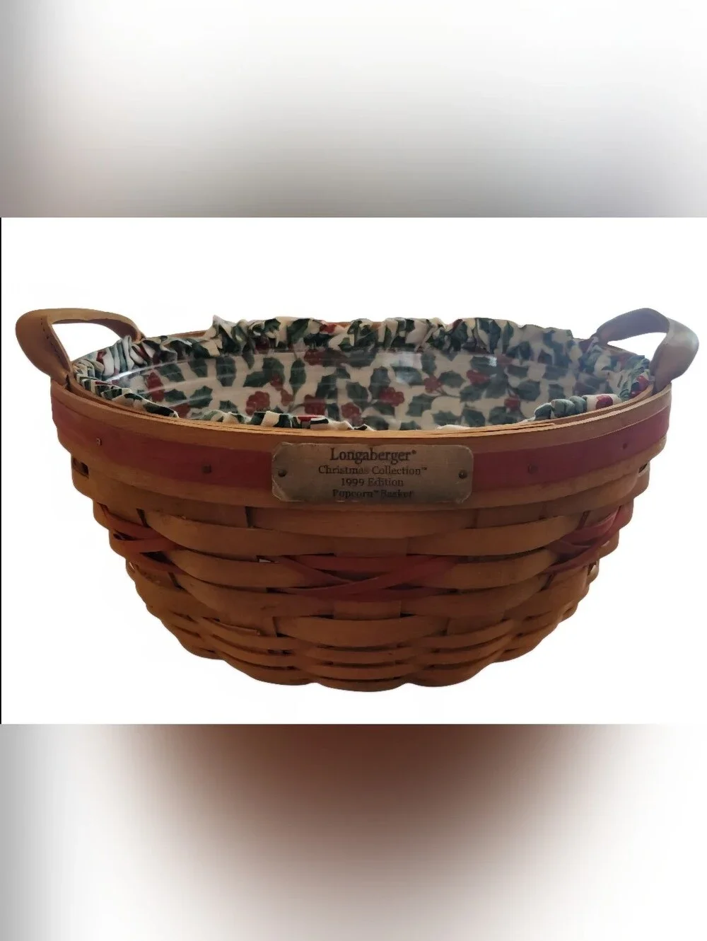 Longaberger Christmas Collection 1999 Popcorn Basket - Holly Christmas